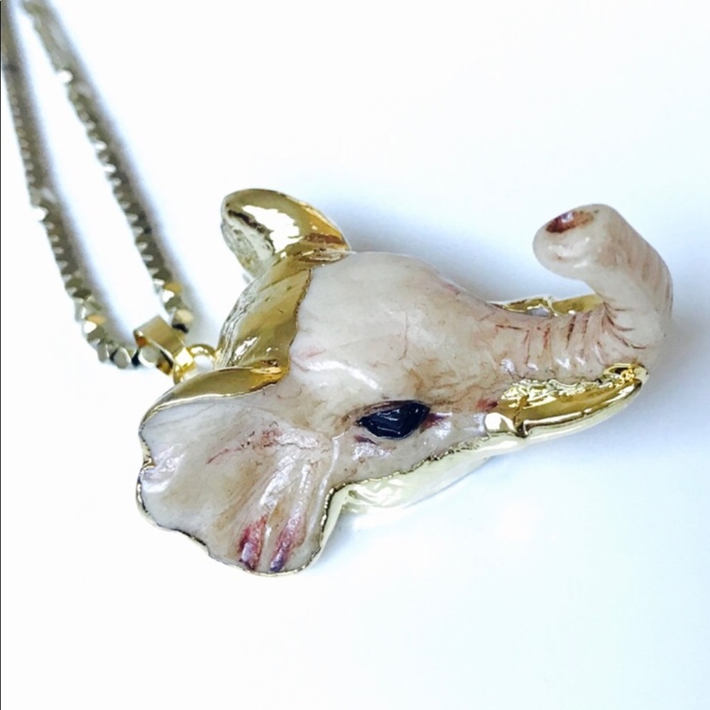 LAST ONE! 14K Gold Dipped Vegan Elephant Pendant - Picture 5 of 8